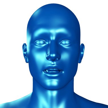 Mavi bir erkek kafasının 3D çizimi şaşırttı