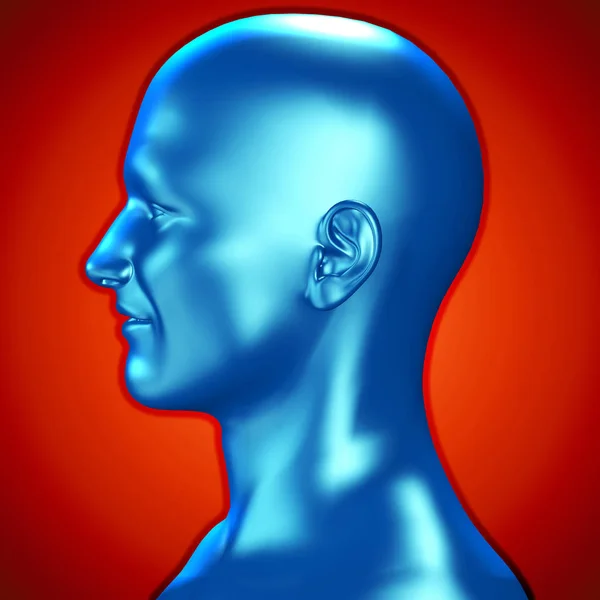Illustration 3d d'un mâle bleu souriant tête heureuse — Photo