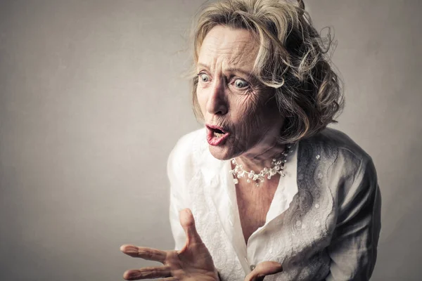 Senior Elegant Woman Feeling Angry Upset — Stock Photo, Image