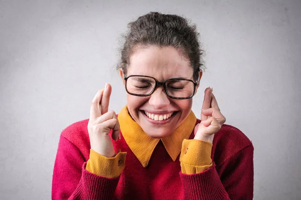 Hoping Girl Wall — Stock Photo, Image