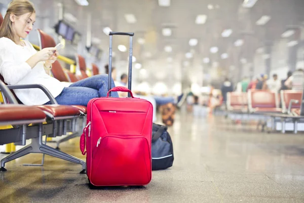 Chica Rubia Aeropuerto — Foto de Stock