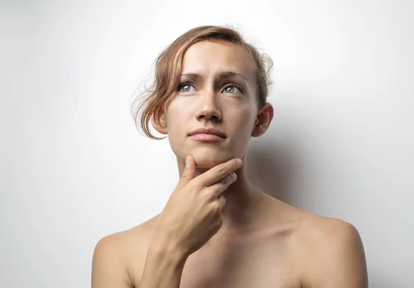 Pensive Girl Wall — Stock Photo, Image