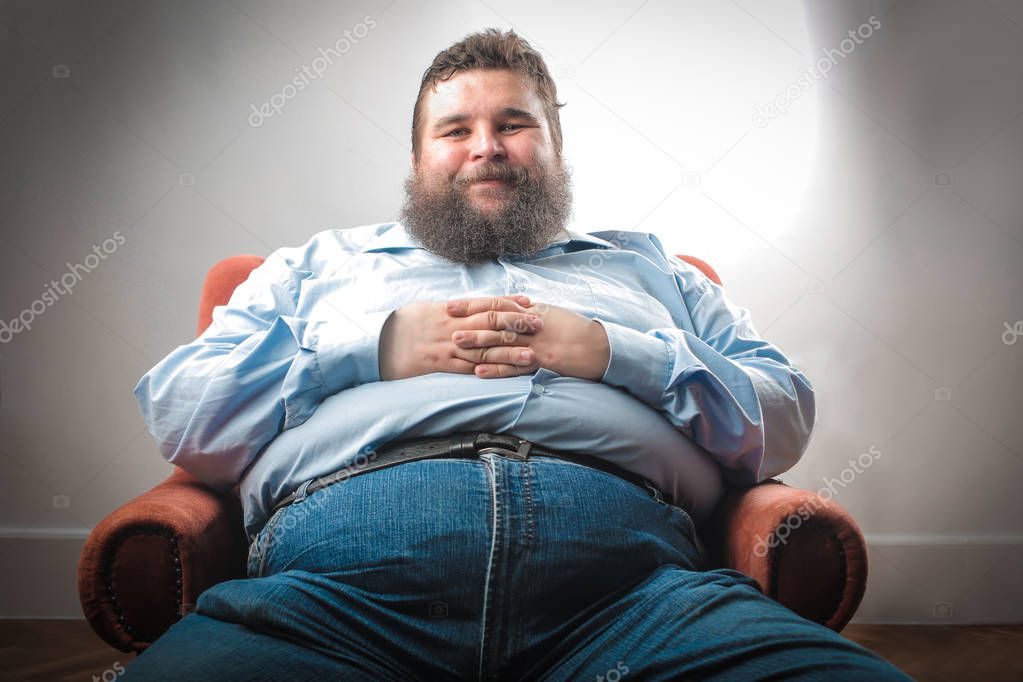Fat man on the deck-chair