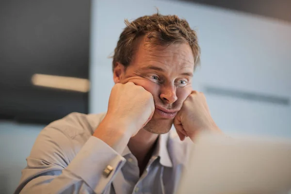 Hombre Negocios Con Expresión Cara Aburrida — Foto de Stock