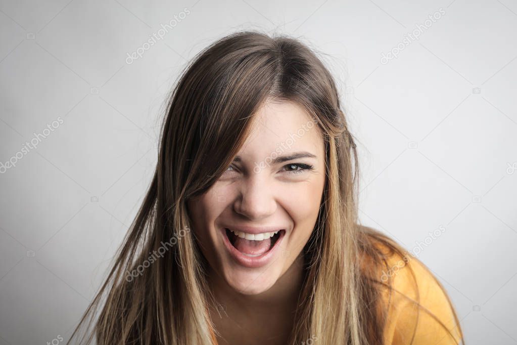 blonde model smiling portrait