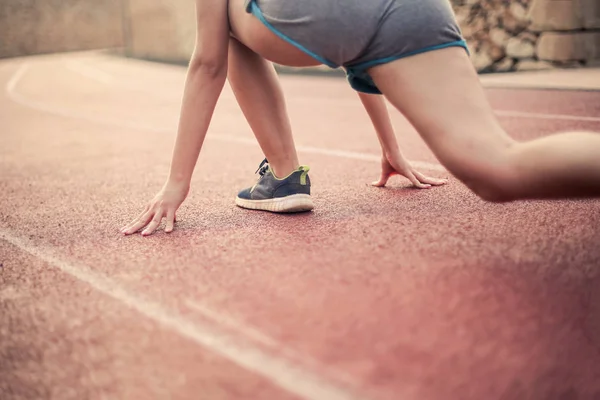 Uma Menina Antes Corrida — Fotografia de Stock