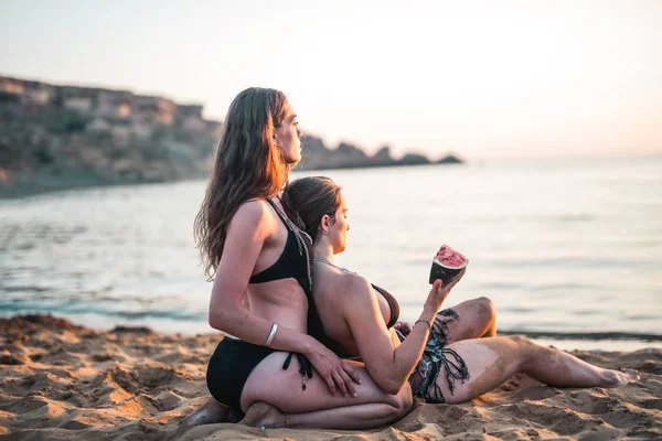 Duas Meninas Praia — Fotografia de Stock