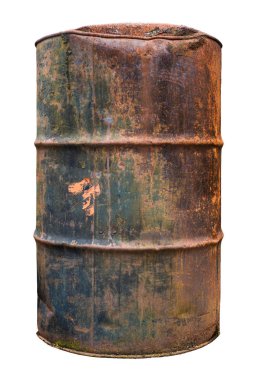 An Isolated Rusty Old Oil Barrel Or Drum On A White Background clipart
