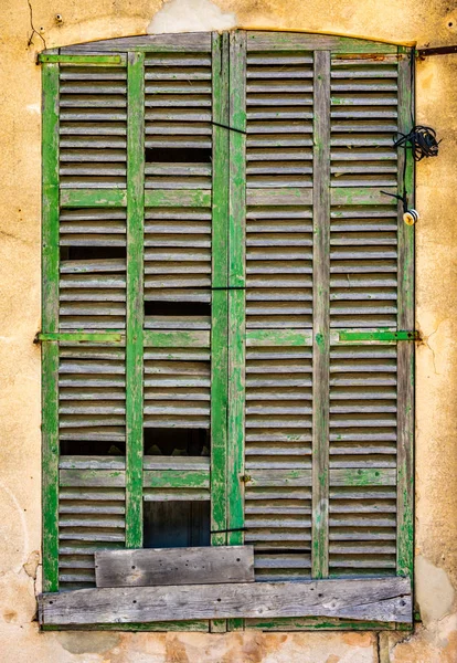 Abstract Rustic Background Old Broken Window Shutters Spanish Villa — Stock Photo, Image