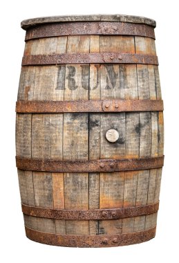 An Isolated Rustic Old Barrel Or Cask Of Rum On A White Background clipart