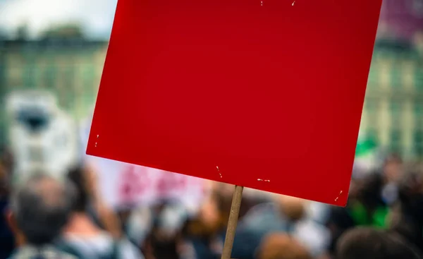 Letrero Rojo Blanco Para Texto Mitin Callejero Protesta Marcha — Foto de Stock