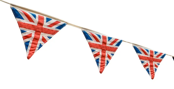 Geïsoleerd Van Britse Union Jack Vlag Stof Bunting — Stockfoto