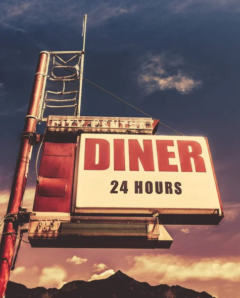 Retro Vintage Image Old Motel Diner Sign Small Town Usa — Stock Photo, Image