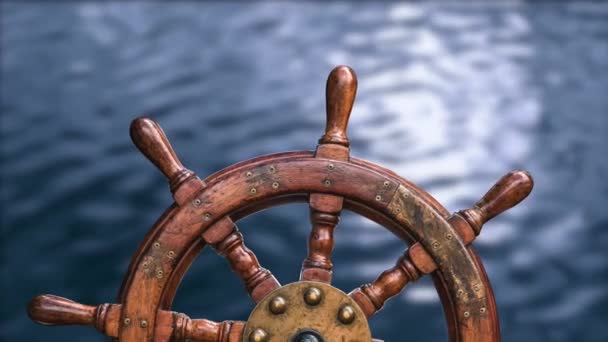 Nautical Detail Ship Wheel Tropical Ocean Water — Stock Video