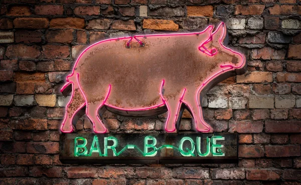 Neon Barbecue Diner Sign — Stock Photo, Image