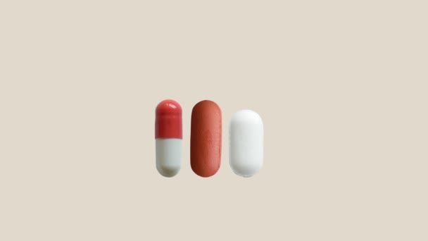 Isolierte Sammlung Verschiedener Medizinischer Tabletten Und Pillen — Stockvideo