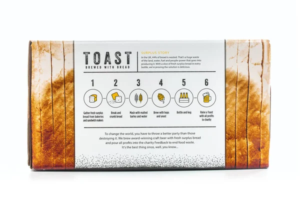 Swindon, İngiltere - 17 Haziran 2018: Tost zanaat bira fazla taze ekmek ile demlenmiş,