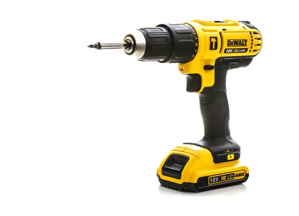 Swindon July 2018 Dewalt Cordless Power Drill White Background — Stock Photo, Image