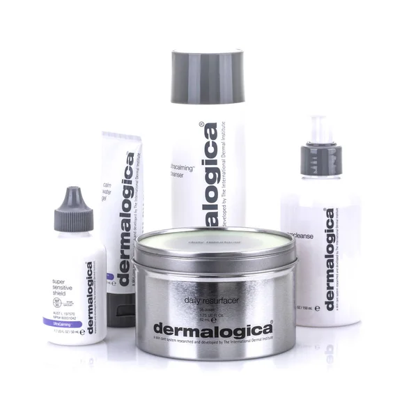 Swindon Wielka Brytania Sierpień 2018 Dermalogica Produktów Pielęgnacji Skóry Tle — Zdjęcie stockowe