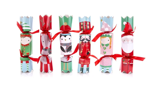 Selection Christmas Crackers White Background — Stock Photo, Image