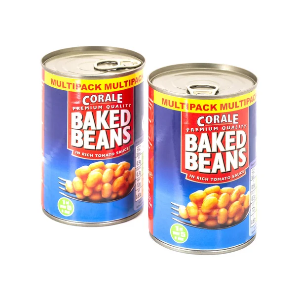 Swindon March 2019 Two Cans Corale Preamium Quality Baked Beans — Stock Photo, Image