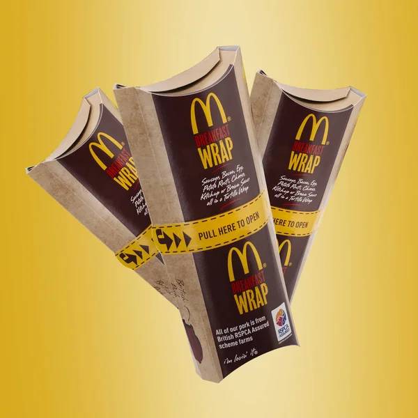 Swindon April 2019 Mcdonalds Frukost Wrap Med Korv Bacon Och — Stockfoto