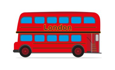 Red London Bus vector drawing on a white background