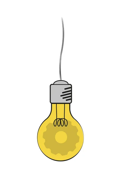 Lightbulb Cog Vector Drawing White Background — Stock Vector