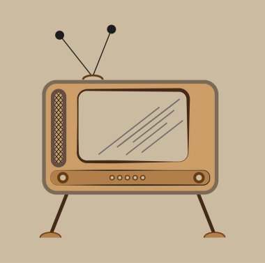Açık kahverengi arkaplanda retrotv vektörü çizimi