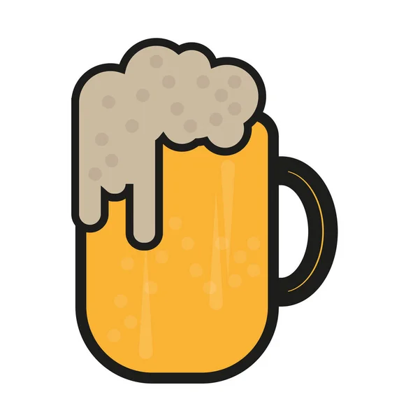 Dibujos Animados Cerveza Taza Vector Sobre Fondo Blanco — Archivo Imágenes Vectoriales