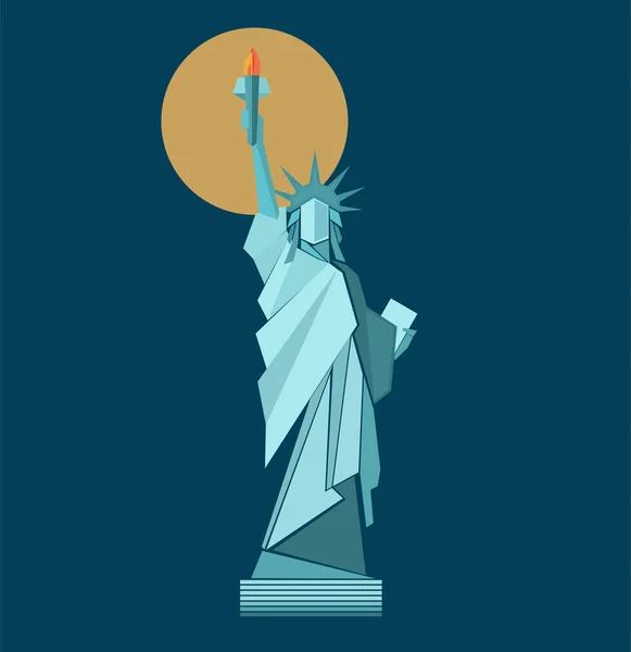 Estátua Liberdade Vetor Desenho Sobre Fundo Azul —  Vetores de Stock