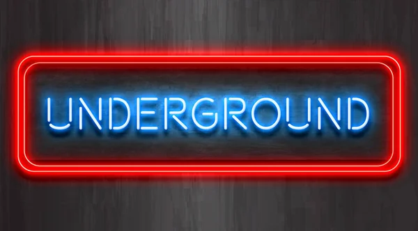 Underground Neon Assine Fundo Escuro — Fotografia de Stock