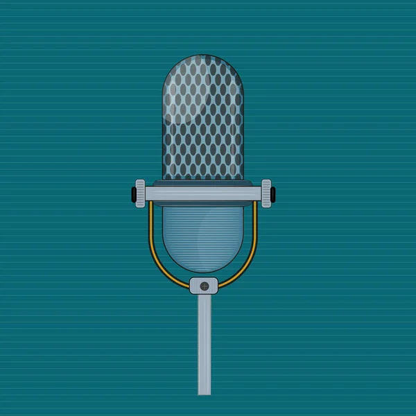 Vector Audio Microphone Lineded Green Background — Stock Vector