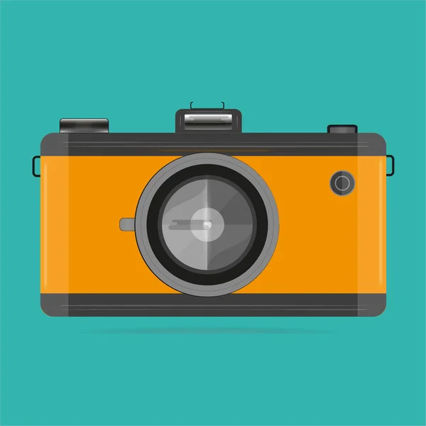 Retro Film Kamera Vektor Ilustrace Zeleném Pozadí — Stockový vektor