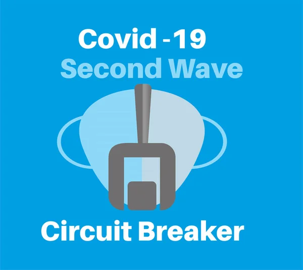 Covid Andra Wave Circuit Breaker Vektor Illustration Ljusblå Bakgrund — Stock vektor