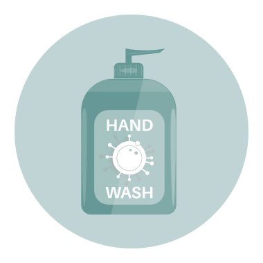 Yeşil arka planda el yıkama şişe vektör illüstrasyonu