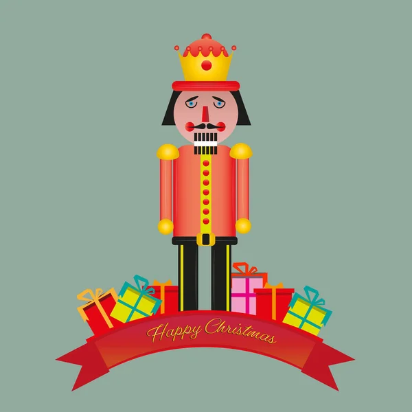 Navidad Festiva Nutcracker Vector Ilustración Sobre Fondo Verde Claro — Archivo Imágenes Vectoriales