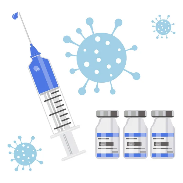 Seringue Vaccination Covid Vecteur Sur Fond Blanc — Image vectorielle