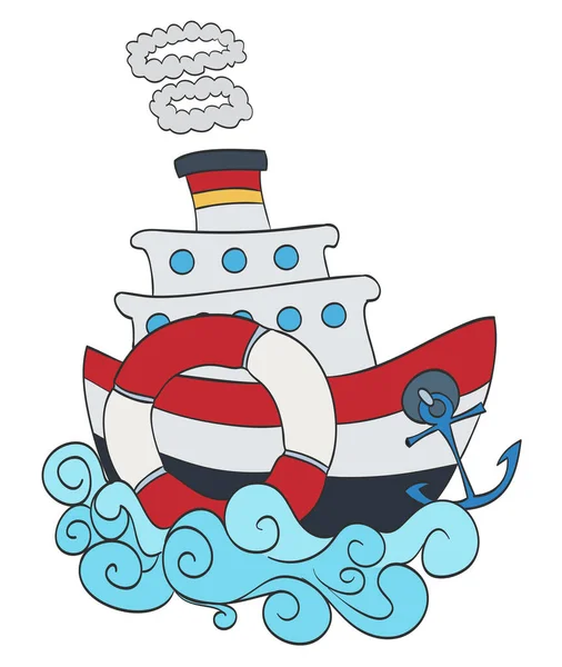 Crucero Pasajeros Dibujos Animados Sobre Blanco — Vector de stock