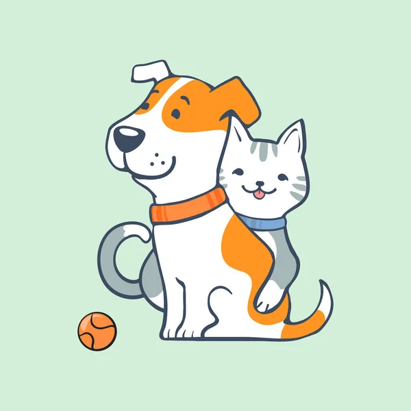 Logo Mignon Chat Chien Symbole Ludique Sur Thème Des Soins — Image vectorielle