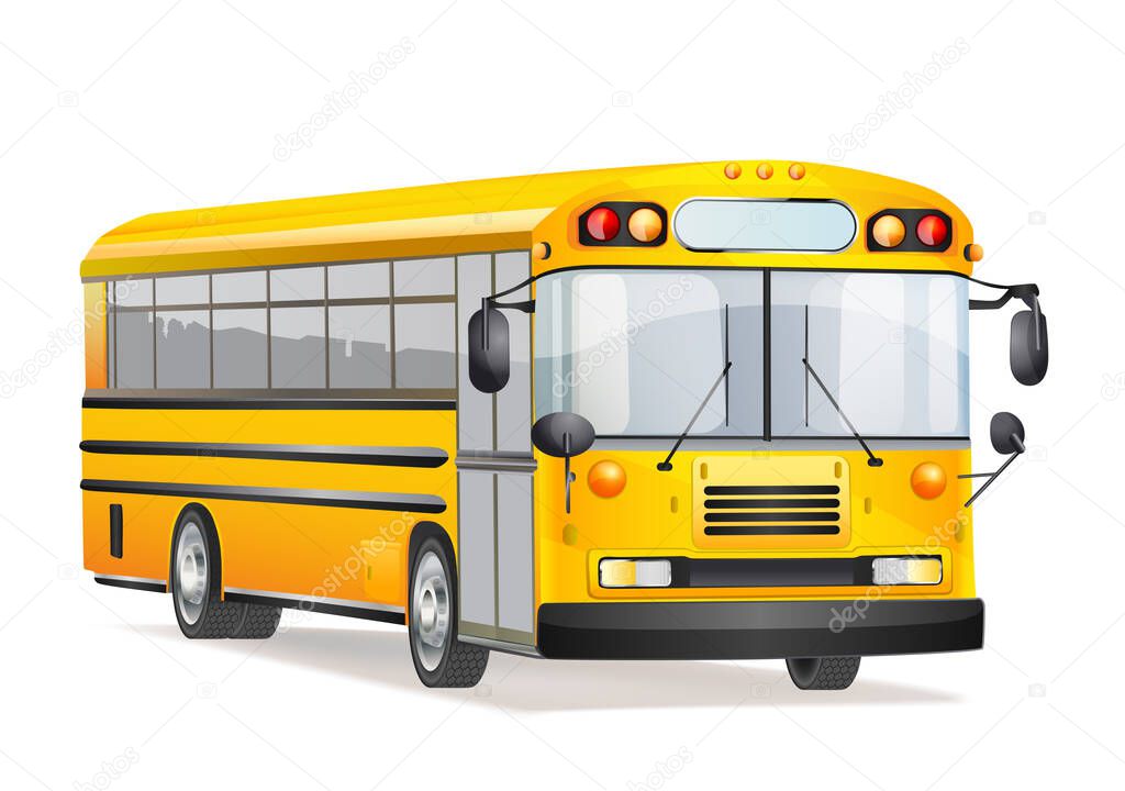 cartoon school bus on white. education transportation  vector