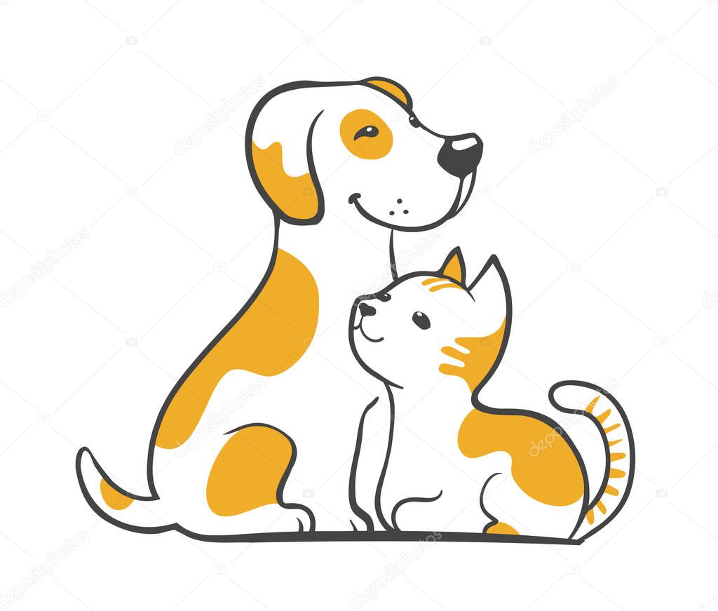 cartoon dog as logo or symbol of pet care. vector illustration