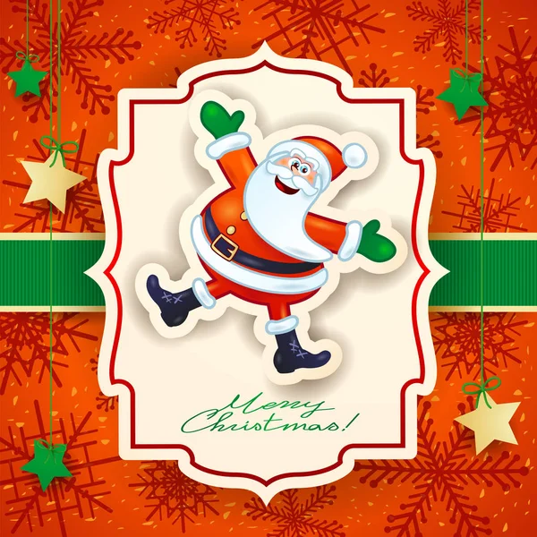 Weihnachtskarte Mit Lustigem Weihnachtsmann Und Text Vektor Illustration — Stockvektor