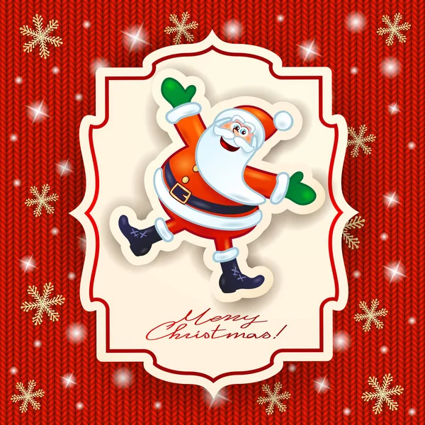 Carte Noël Avec Drôle Santa Texte Vecteur Illustration — Image vectorielle