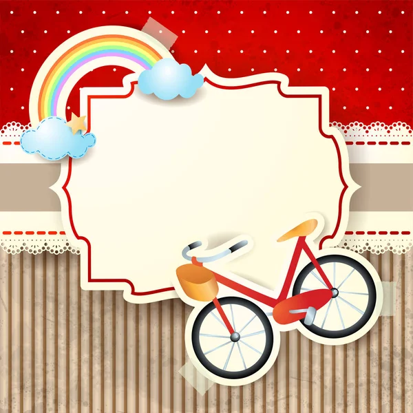 Fahrrad Und Regenbogen Auf Papphintergrund Vektorillustration Eps10 — Stockvektor