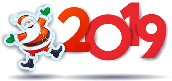 Grappige Kerstman 2019 Symbool Nieuwjaar Illustratie Vector — Stockvector