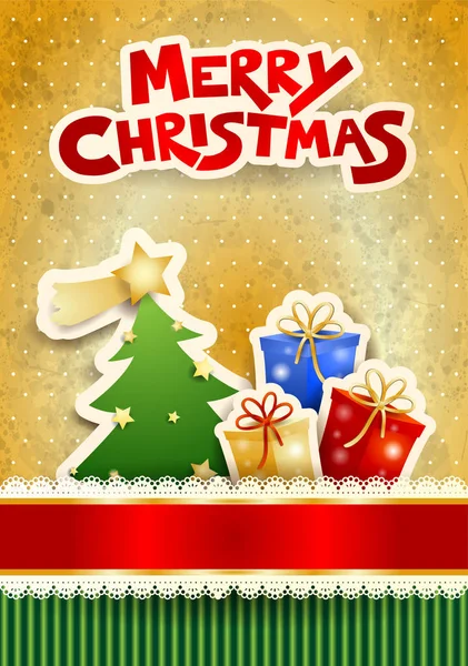 Christmas Background Tree Presents Text Vector Illustration Eps10 — Stock Vector