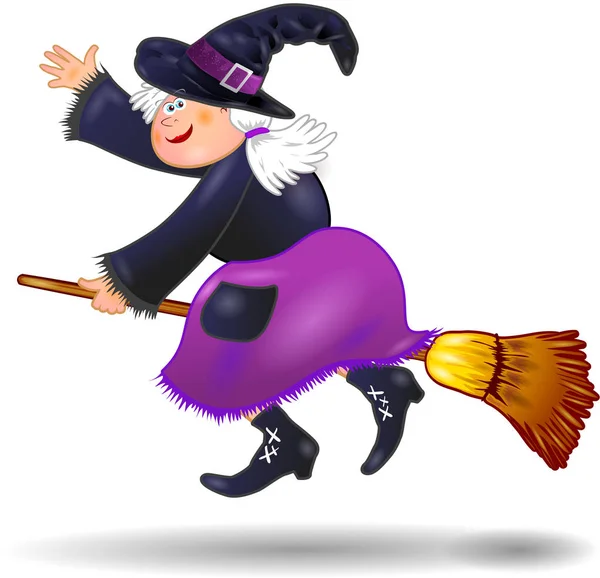 Halloween Witch Isolated White Vector Illustration — Stock Vector