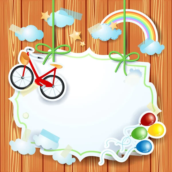 Spring Background Label Bike Vector Illustration — Stock Vector