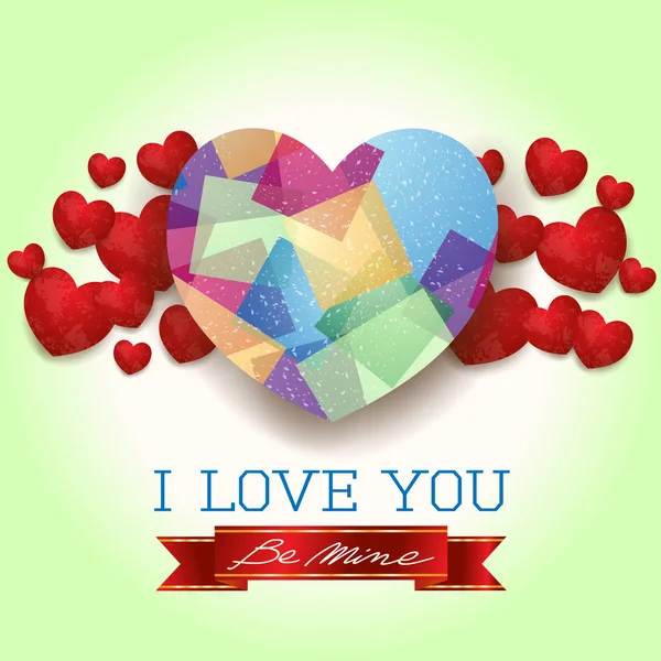 Valentine Background Hearts Message Green Vector Illustration — Stock Vector